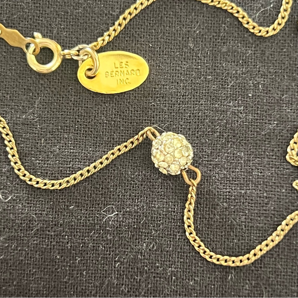 Vintage Les Bernard 1/20 12k Pave Ball Necklace.